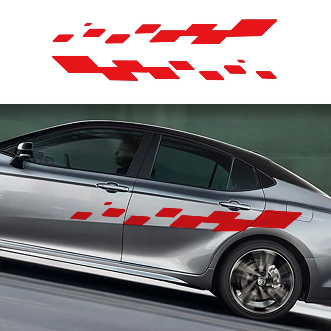 2pcs Car Door Decals Racing Checkered Vinyl Stickers Car Body Side Stickers Waterproof Self-Adhesive Paper view 4