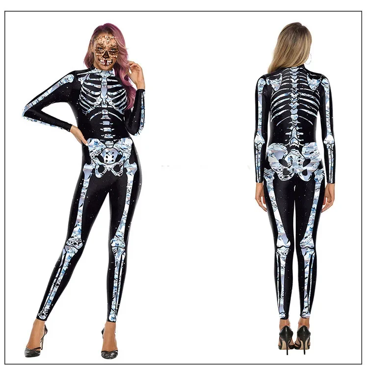 

Women Skeleton Blood Sexy Bodysuit Devil Ghost Jumpsuit Romper Party Carnival Scary Costume Cosplay Halloween