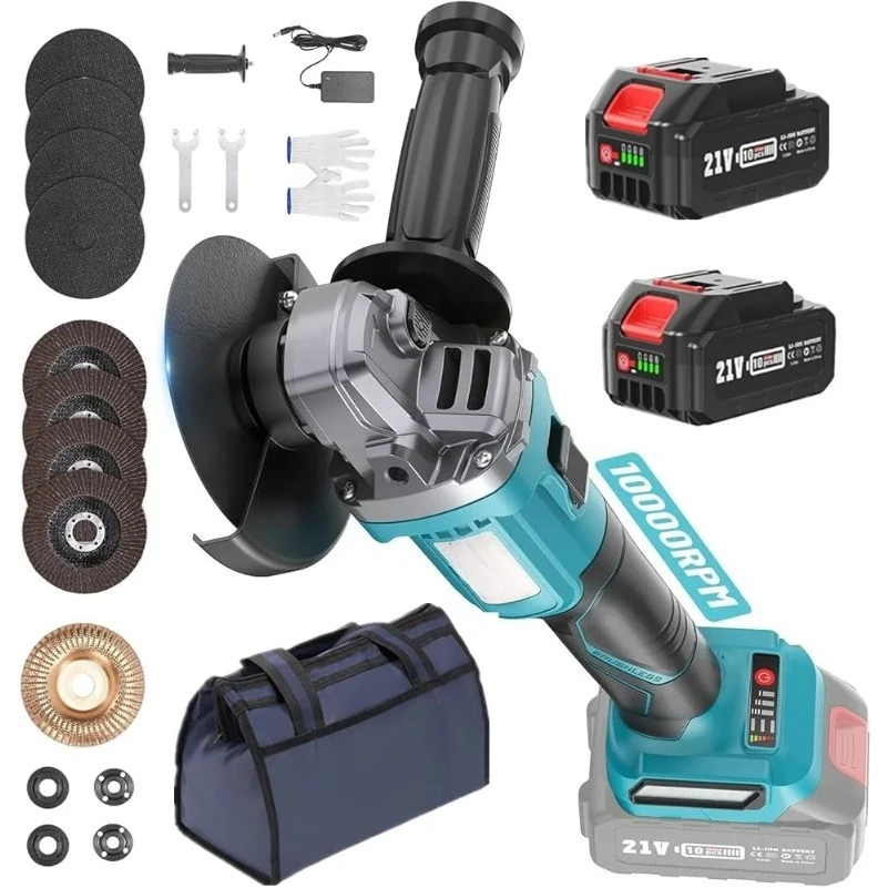 

125Mm 10000RPM Brushless Wireless Electric Angle Grinder Rechargeable 3 Speed Grinding Cutting Battery Free