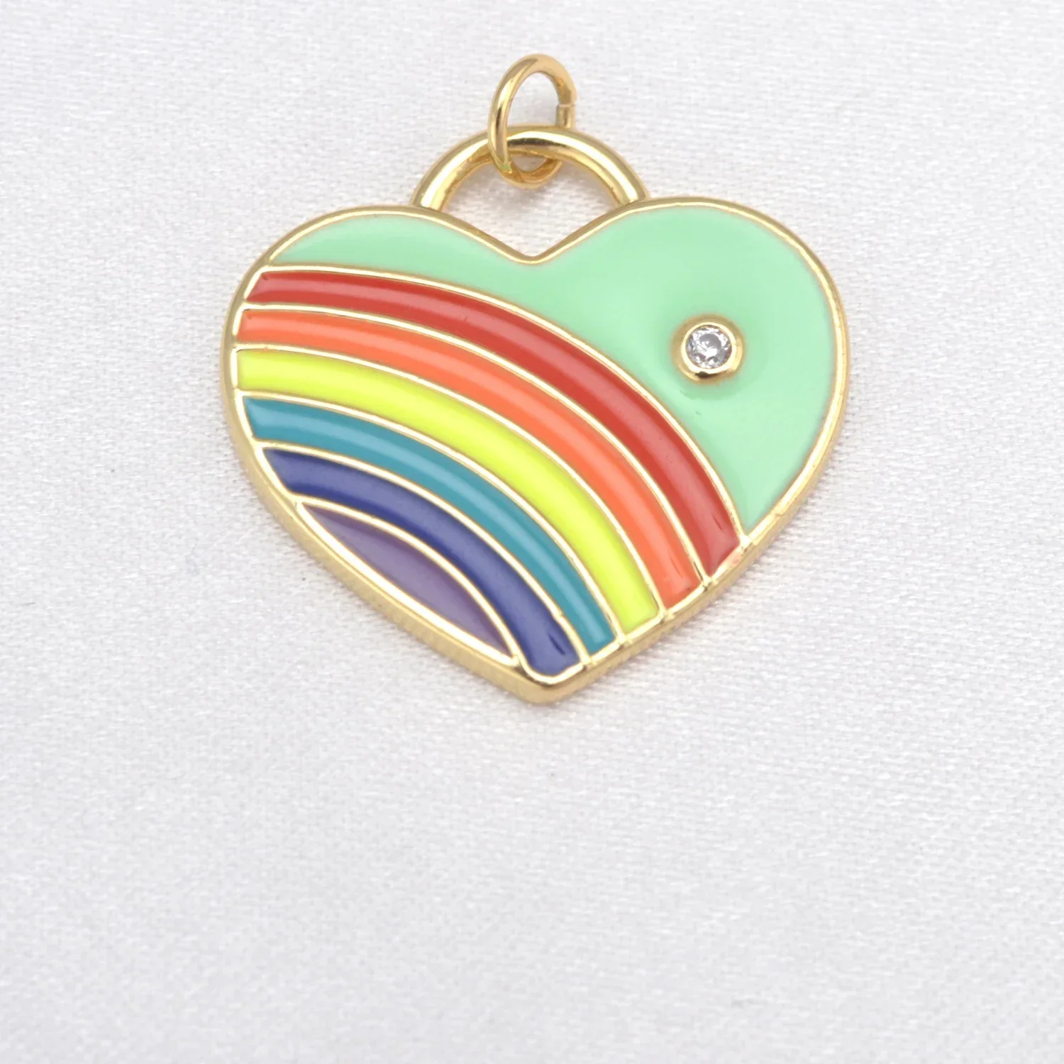 10 Pcs Colorful Enamel Pendant DIY Earring Necklace Jewelry Making Accesorios Heart Rainbow Charms for Women Brass Plated Part
