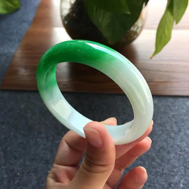 Ice Glutinous Yang Green Imperial Consort Jade Bangle