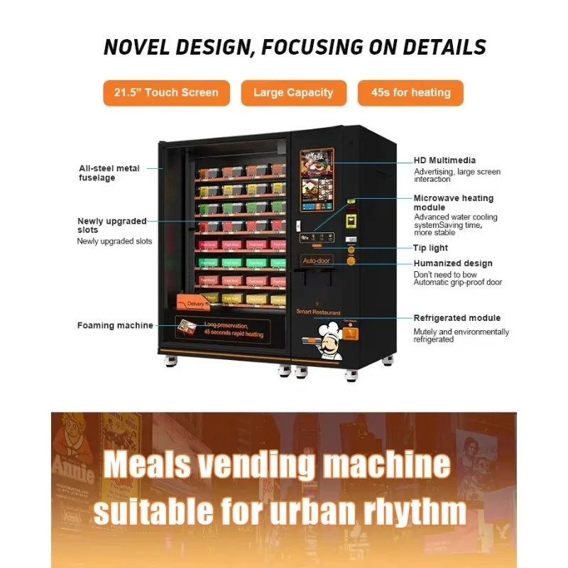 2025 Cooling Food Vending Machine with Microwave Heating for Boxed Food Rice Noodles Soup