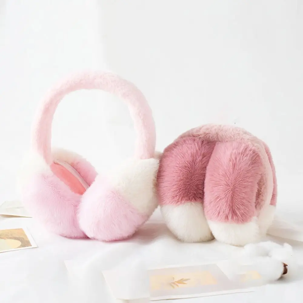 Moda pele do falso orelha muffs cor doce engrossar dobrável earflap macio pelúcia mais quente earmuffs outono inverno acessórios de vestuário
