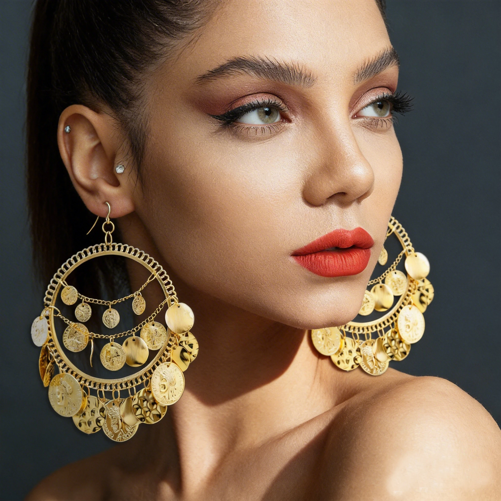 Vintage Tribal Coins Big Hoop Banjara Belly Dance Gypsy Earrings Pendant For Women Brincos Jewelry Bijoux Oorbellen Aretes