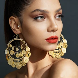 Vintage Tribal Coins Big Hoop Banjara Belly Dance Gypsy Earrings Pendant For Women Brincos Jewelry Bijoux Oorbellen Aretes