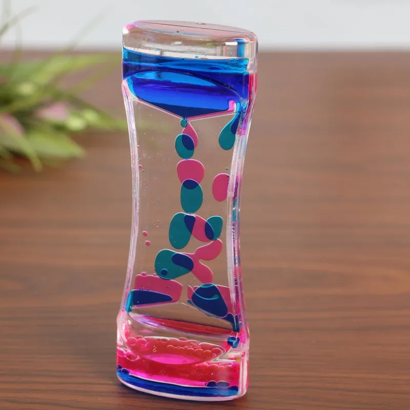 Dynamic small beauty waist two-color liquid oil leak hourglass timer, decompression daze acrylic creative gift ornament