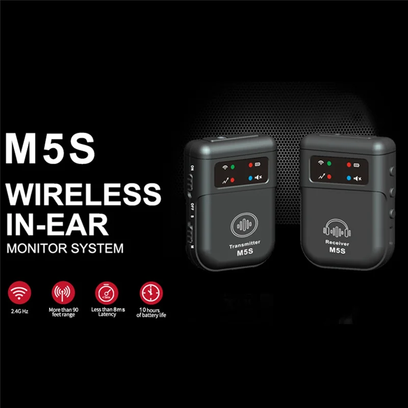AA87 M5S Sistem Monitor In-Ear Nirkabel 2.4G Monitor Panggung Sistem IEM Nirkabel untuk Studio, Latihan Band, Pertunjukan Langsung