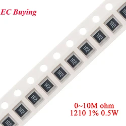 Lot de 50 résistances SMD 1210 1% W 0 ~ 10M 0 2 0.5 3.3 10 12 20 30 36 47 51 82 5.6 100 200 680 1K 2K 820 K 10K 20K 22K ohm 200K 1M 10M
