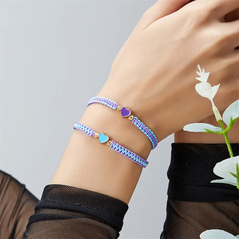2er-Set mit farbenfrohen, herzförmigen, passenden Armbändern für Paare, Freundschaften, trendige Paar-Armbänder, Jahrestagsgeschenke zum Valentinstag – Detail 36