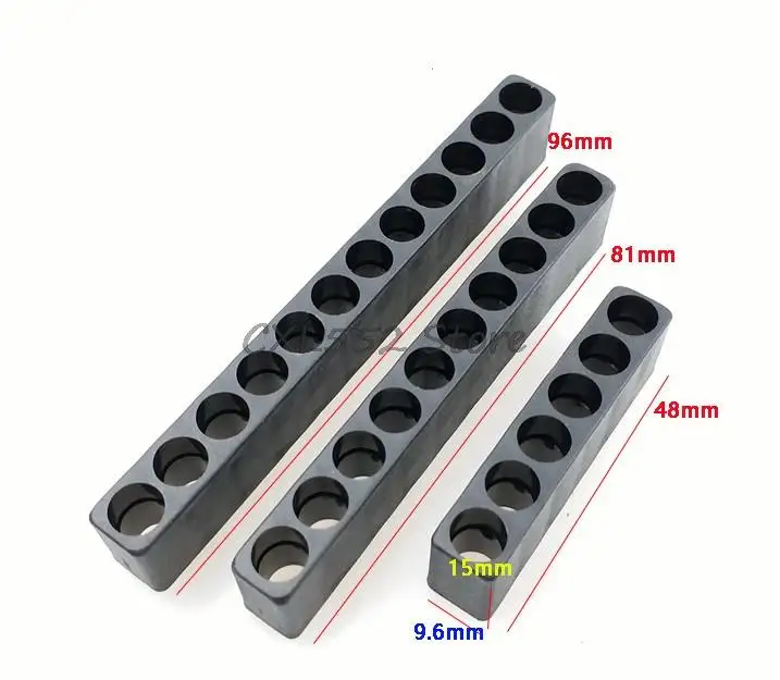 3Pcs 1/4 6.35mm Bit Storage and Storage Strip 6 Holes 10 Holes 12 Holes Black