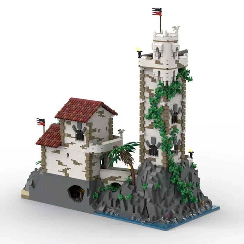 Moc Building Bricks Naval Port Model Old Guard House And Tower Technology Modular Blocks Gifts Christmas Toys DIY Sets Assembly