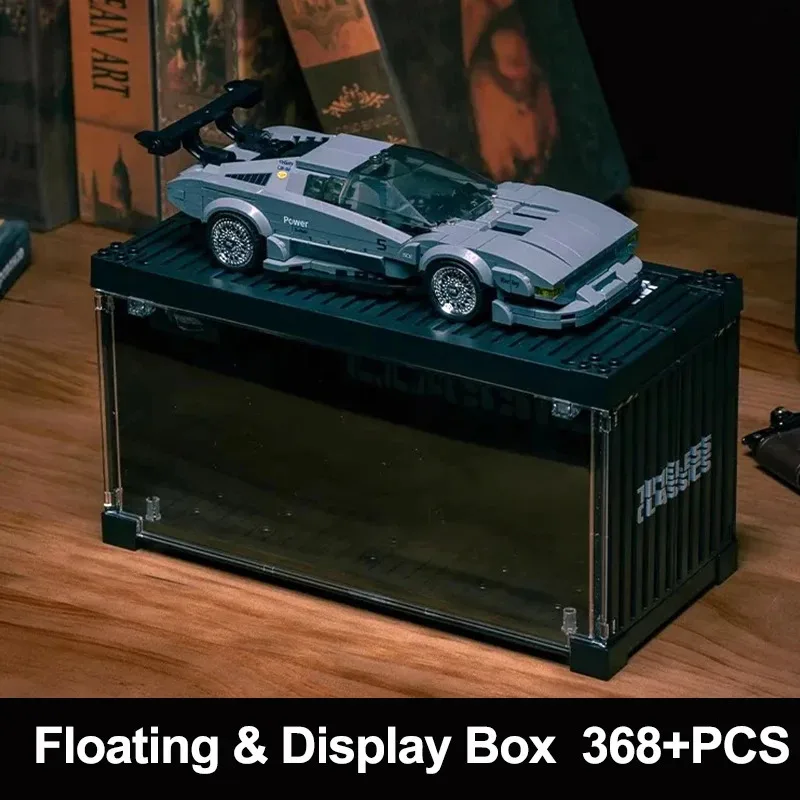 مجموعة بناء سيارة سباق M1 التقنية الكلاسيكية مع حاوية، لعبة تركيب من الطوب، هدية عيد الميلاد للأولاد والأطفال