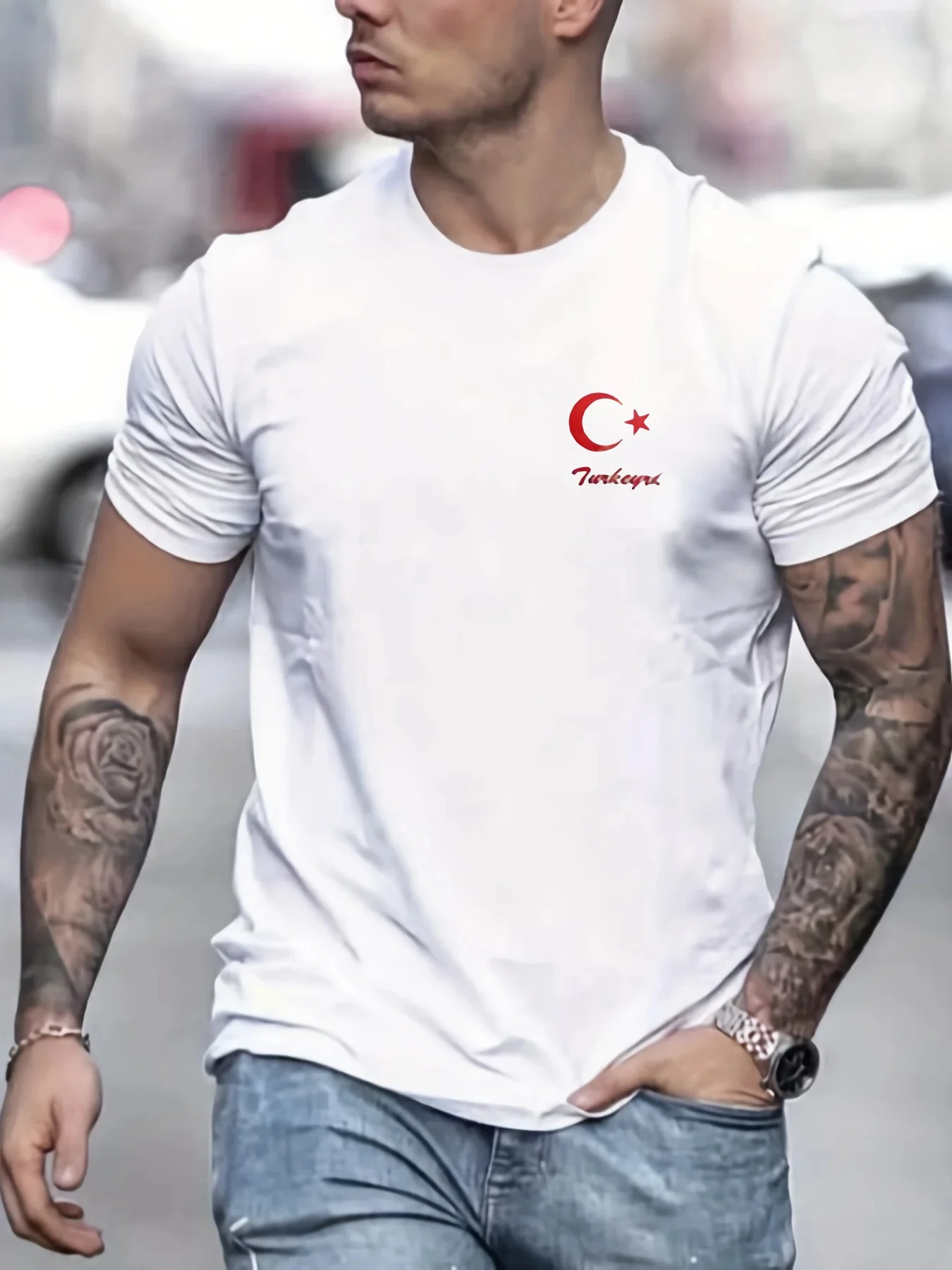 Camiseta de manga corta 2024 de algodón puro para hombre, Top de cuello redondo, estampado de letras, cómodo, informal, de verano, talla suelta, 100%