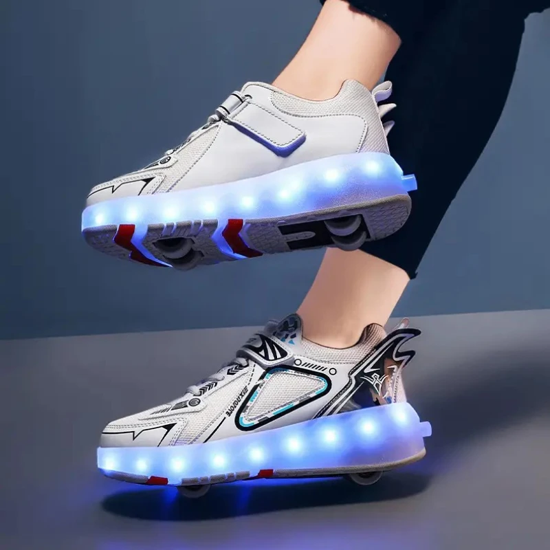 

Children's Casual Shoes with LED Detachable Wheels Roller Skates Wear-resistant Comfortable Lightweight Sports Shoes for Kids