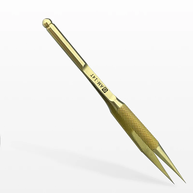 AMAOE Titanium Alloy Gold Tweezers Non-slip Handle High Hardness Oxidation Resistance Antimagnetic Fingerprint Forceps