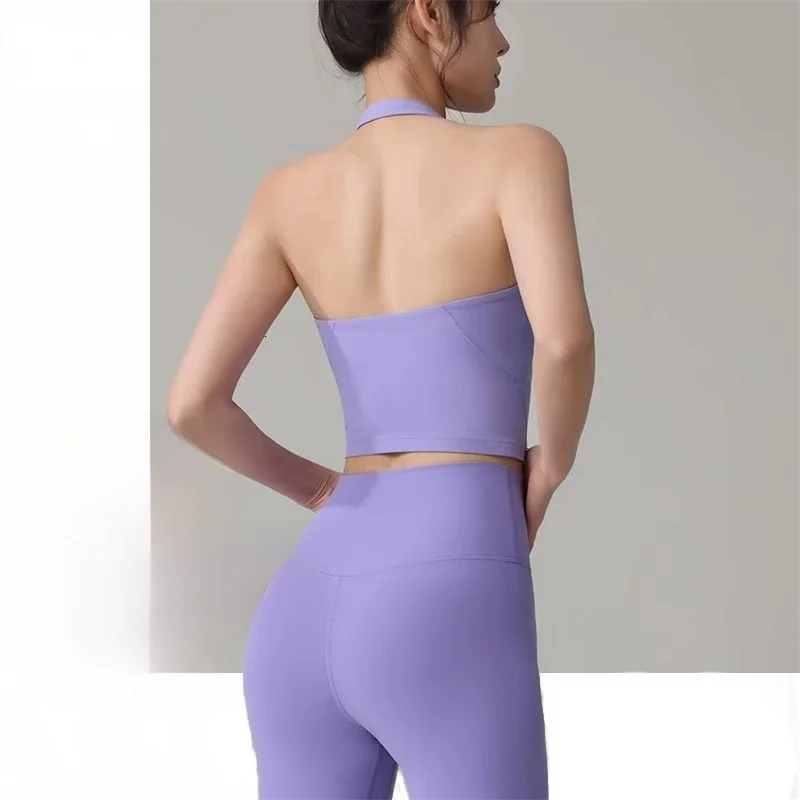 

Женский спортивный бюстгальтер для йоги с лямкой на шее, глубокий U-образный вырез, красота спины, съемная нагрудная подушечка, жилет для фитнеса, спортивная одежда, нижнее белье