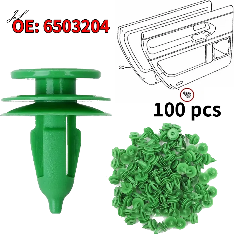 

100pcs For Ford Chrysler WJ Jeep Wrangler TJ Grand Cherokee Car Door Panel Trim Fasteners Green Retainer Clips Replacement Clip