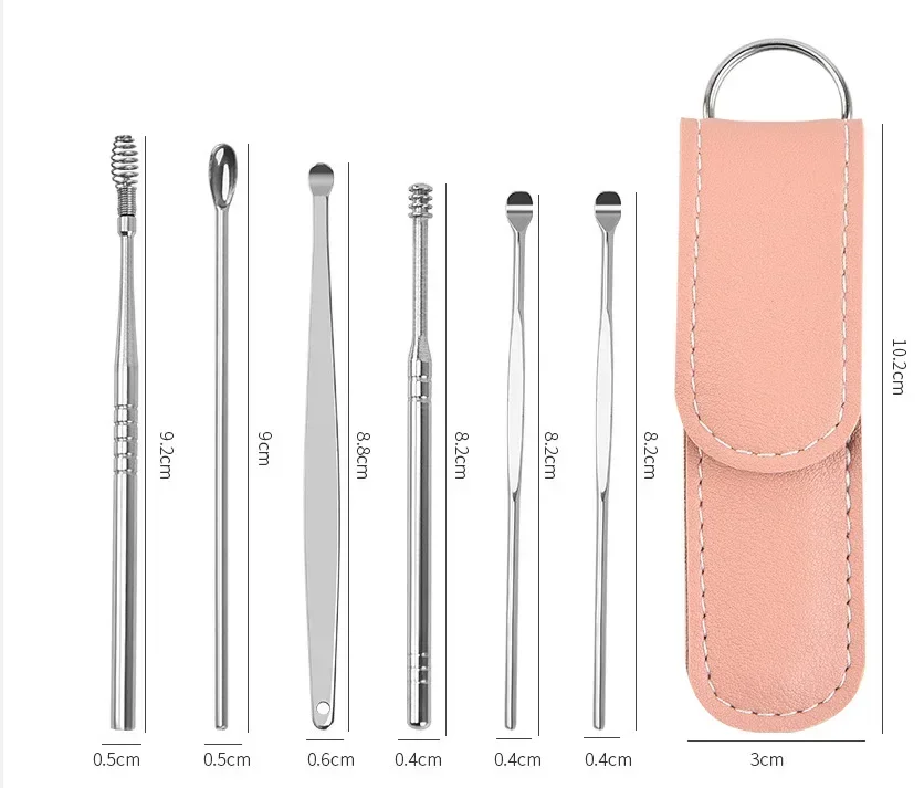 Stainless Steel Earwax Remover Kit 6 Piece Ear Cleaning Tools_voghion.com