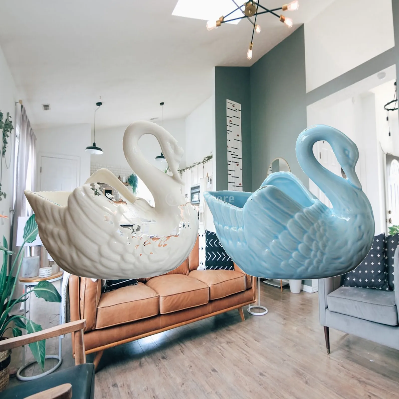 2Pcs Cute Swan Succulent Planter Pots Plant Holder Cactus Flower Container Vase Pot for Succulent Plants Flower Cactus Home