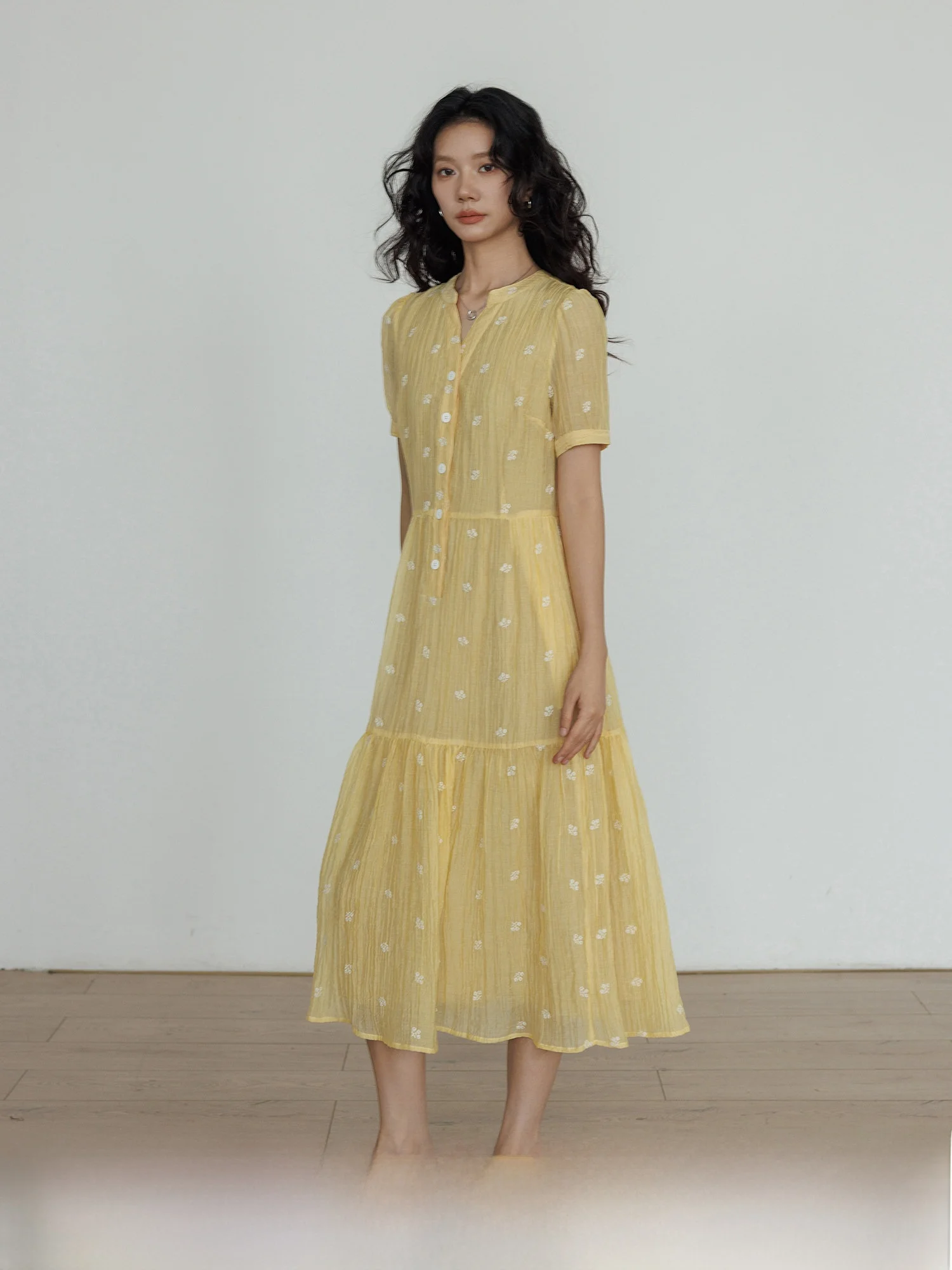 

Summer Slimming V-Neck Short Sleeve Dress Women's High Waist A-Line Skirt Beach Vacation Elegant Long Dress