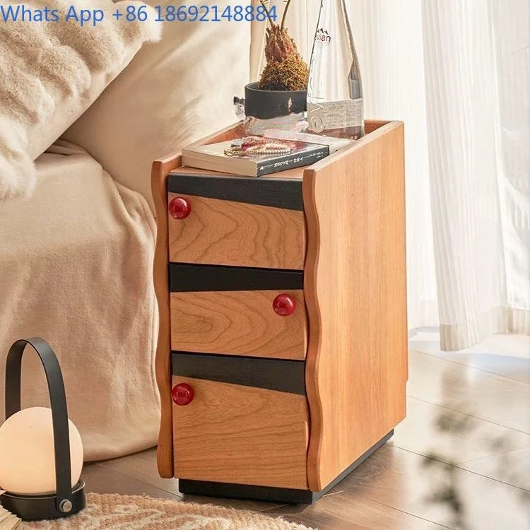 Rustic Style Half Round Handle Storage Cabinet for Living Room Hallway Narrow Bedside Chest with Drawer