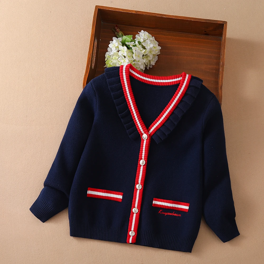 

Girls Sweaters Knitted Cardigan Long Sleeve Autumn Winter Kids Jacket Children Outerwear