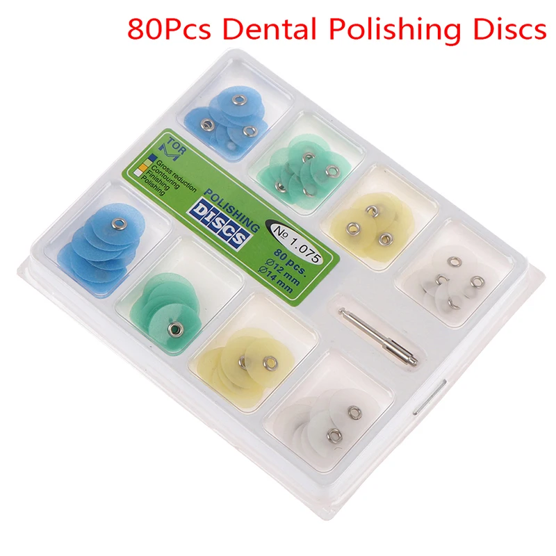 80Pcs Finishing Dental Disc Polishing Strips Mandrel Resin Filling Dentist Tools