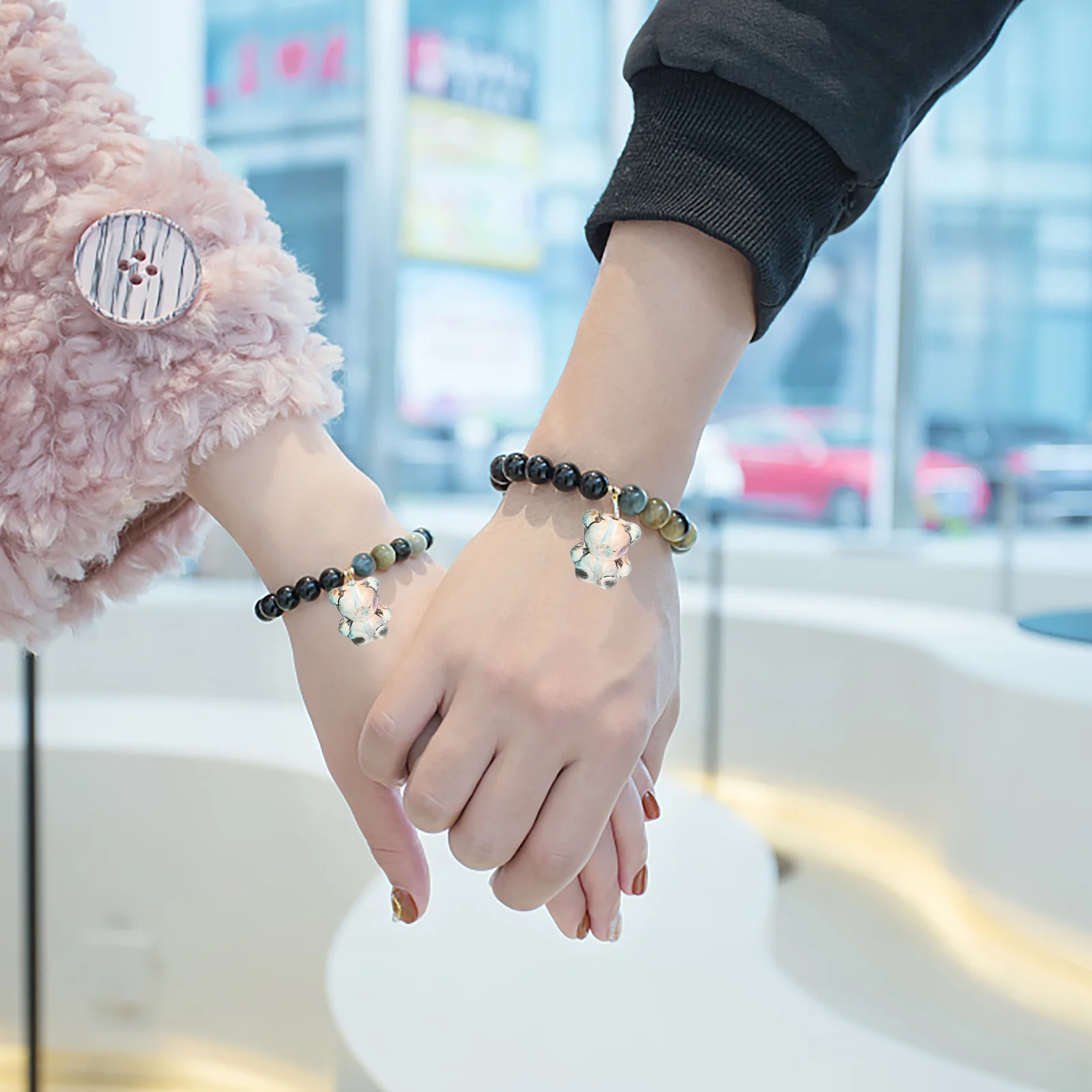 

100Pcs Hanging Hole Bear Beads Decorative Charms for DIY Jewelry Necklace Bracelet Glass Beads Accessories Bear Charm