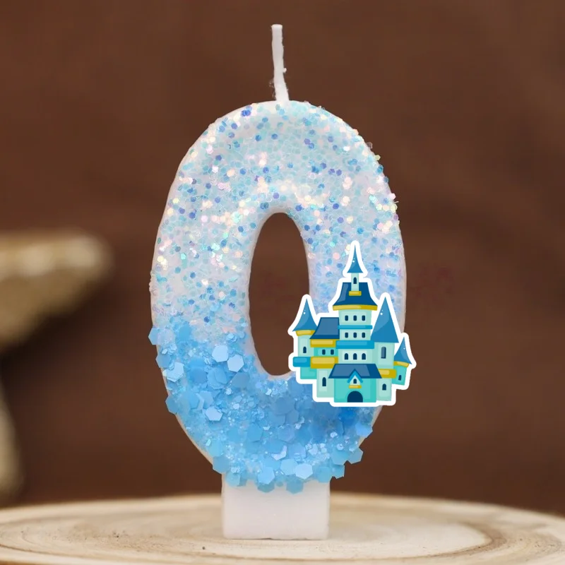 Cartoon Princess Castle Digital Candle Number 0-9 Kids Birthday Cake Decoration Supplies Anime Party Accessories Supplies
