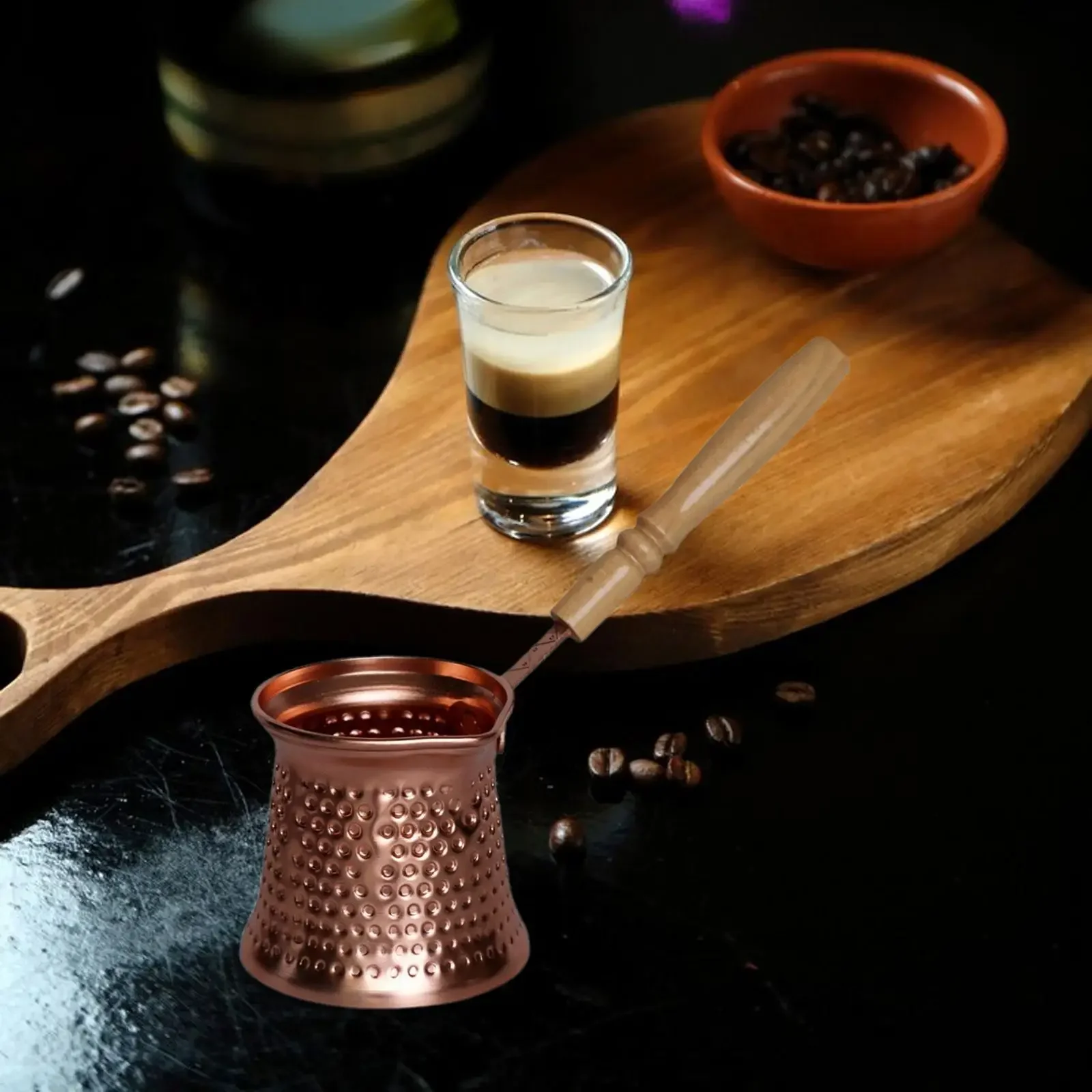 Turkish Coffee Pot Cezve, Stovetop Brewer for Traditional Turkiye Coffee, Bar & Kitchen Household Serving Pot view 3