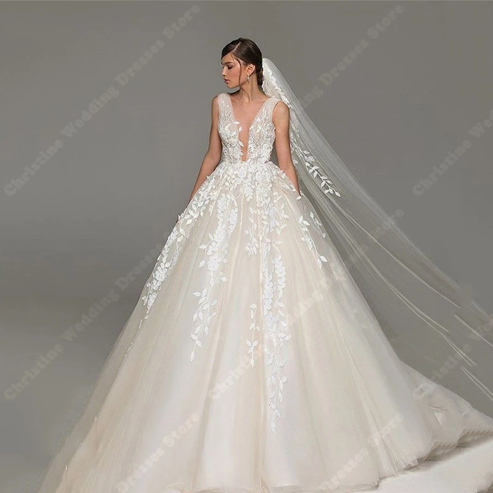 Luxuriöse Elfenbein Frauen Brautkleider glattes Material A-Linie Brautkleider Wisch länge Vestidos de Novias Estilo Boho Chic 2024