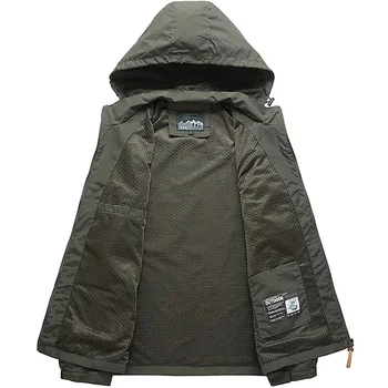 Windbreaker Men Tactical Jacket Waterproof Outdoor Hooded Coat Sports Military Field Climbing Thin Outwear Streetwear Coat 3
