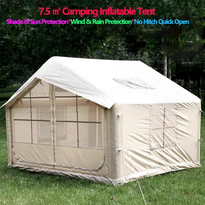 Outdoor Camping 420D Oxford Fabric Inflatable Marquee 7.5㎡ Large Inflatable Tents with Air Column Set for Rainproof & Waterproof