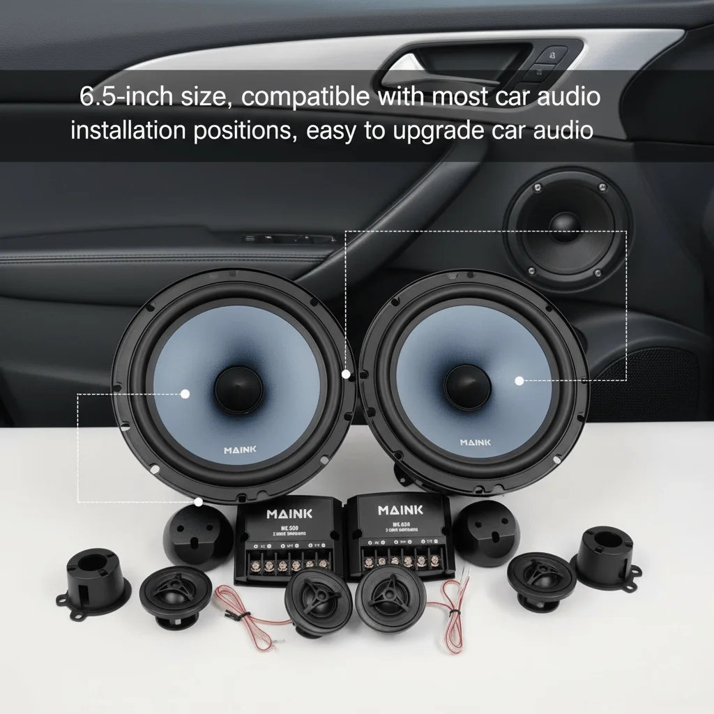 1 Pair 6.5 Inch Car Audio Speaker Set 16.51cm Component System 12V with 2 Tweeters 2 Woofers 2 Dampers Car Stereo Modification