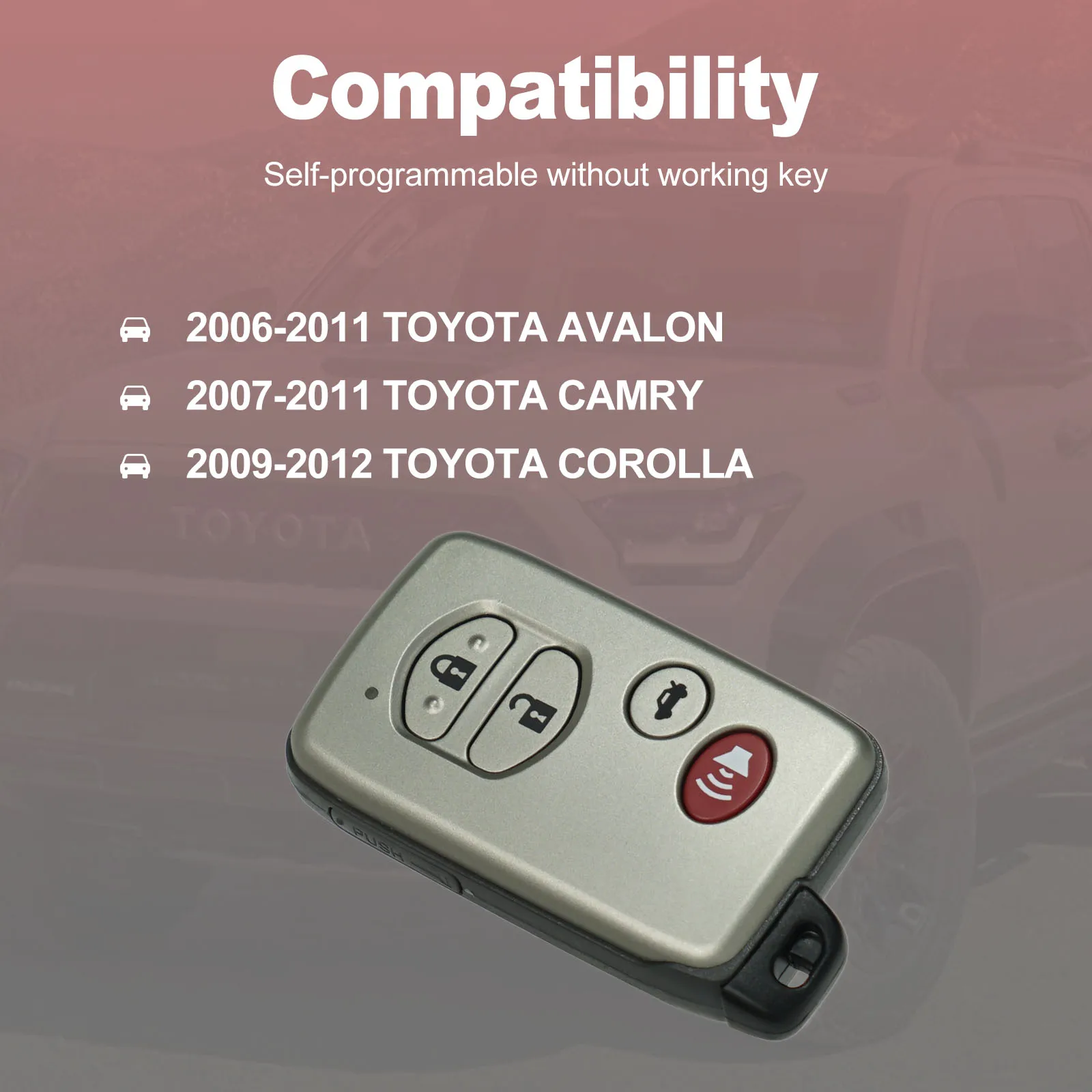 New Replacement Remote Key fob and Programmer for 2006-2011 TOYOTA AVALON/2007-2011 CAMRY/2009-2012 COROLLA programming keyless