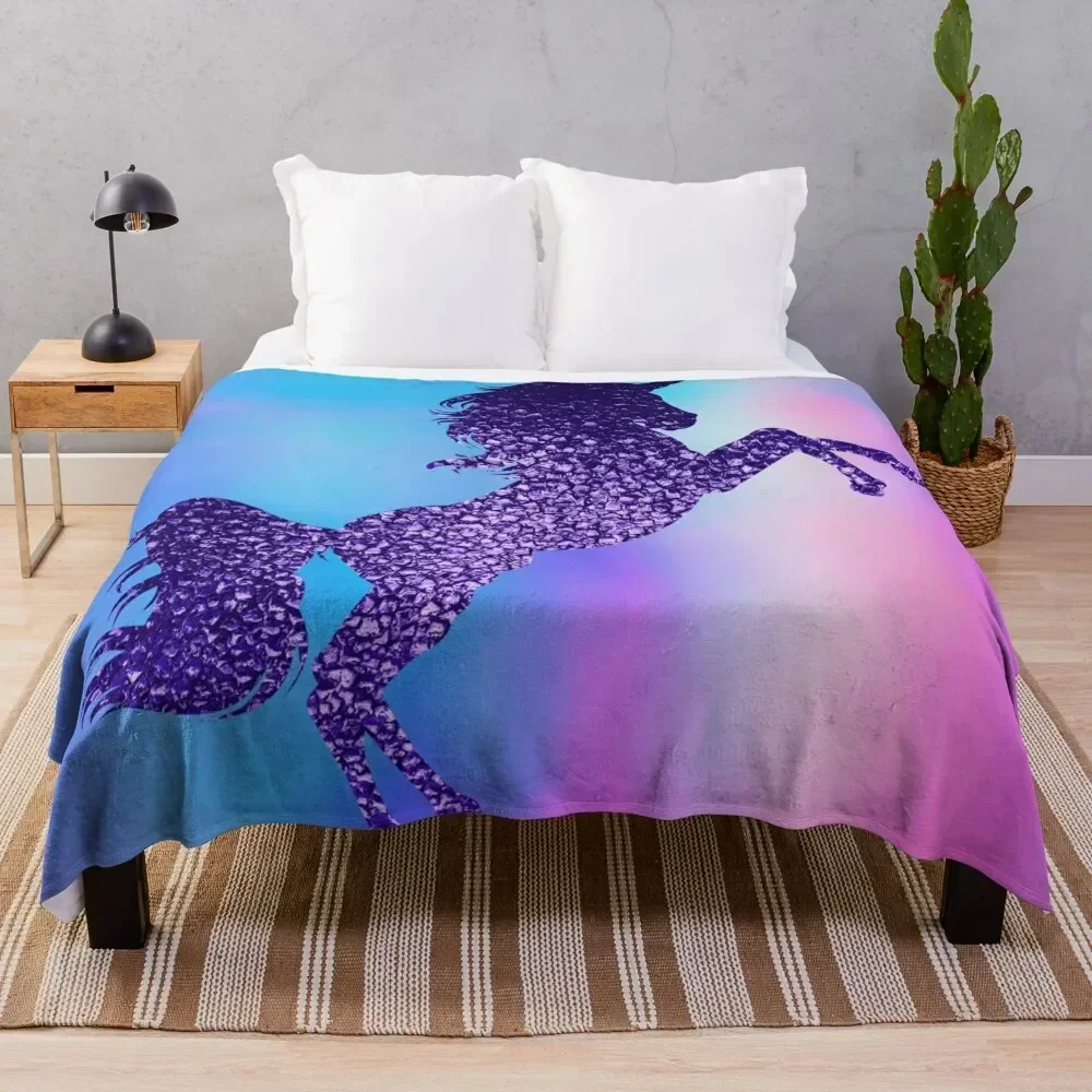 

Sparkly Purple Unicorn Throw Blanket Wrinkle Resistant Lightweight Blanket
