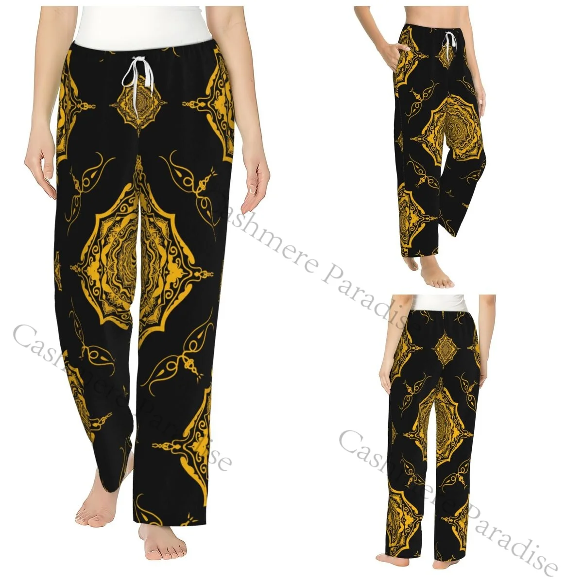 

Gold Women Sleep Pants Warm Flannel Lounge Pants for Winter Nights
