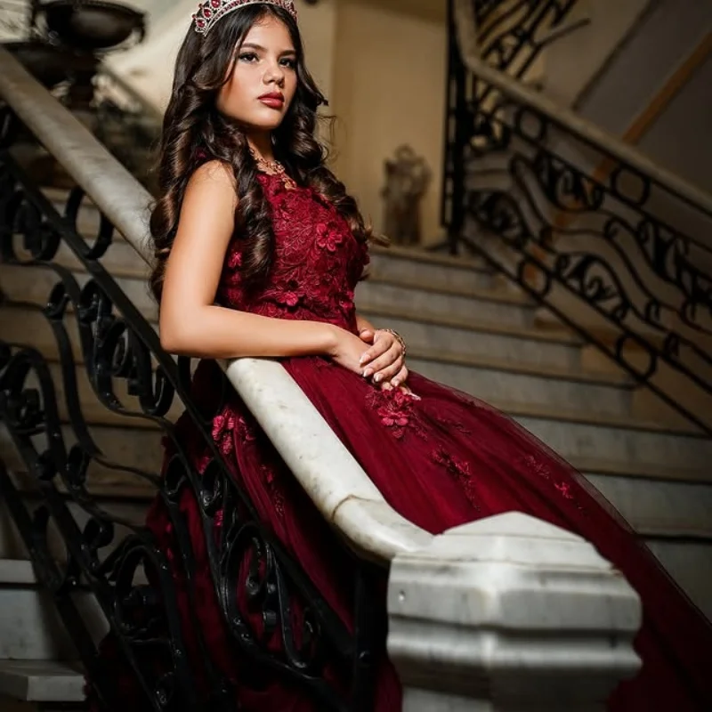 

Красное простое платье Quinceanera с открытыми плечами, кружевное платье с цветочным принтом и хвостом, платья de 15, Quinceanera ﻿ Настроить