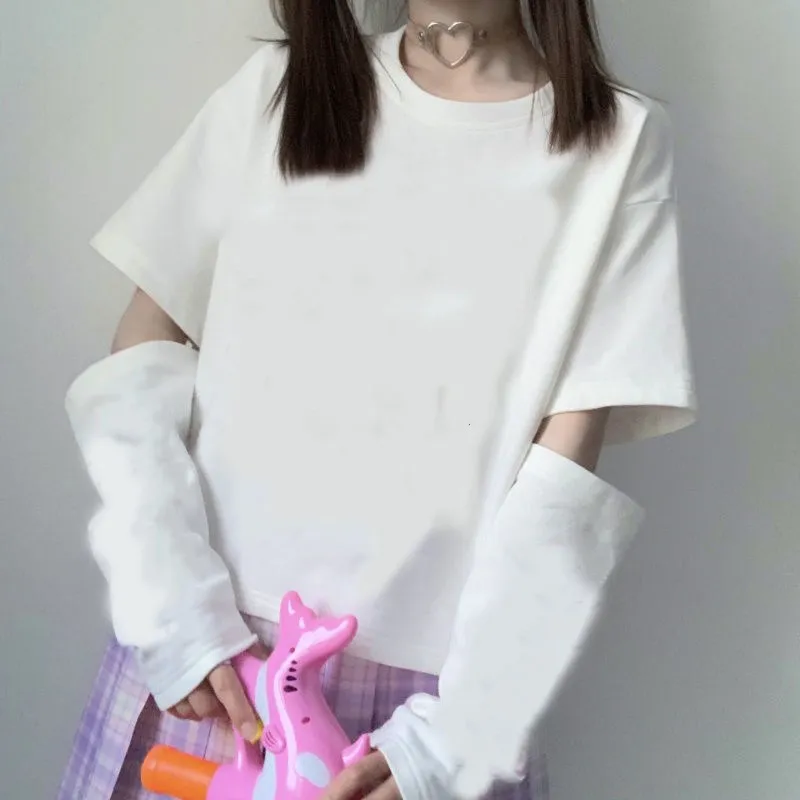 Gothic egirl Patchwork Long Sleeve Kawaii T-shirt Sexy Tops Tee Long sleeve y2k Casual Korean Style Shirts Popular ropa