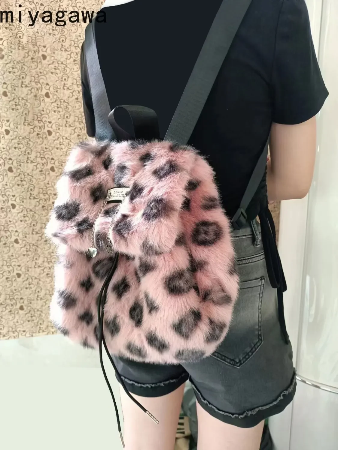 Miyagawa Autumn Winter New Instagram Niche Design Plush Bags Casual Fashion Korean Style Cute Backpack Bag for Women