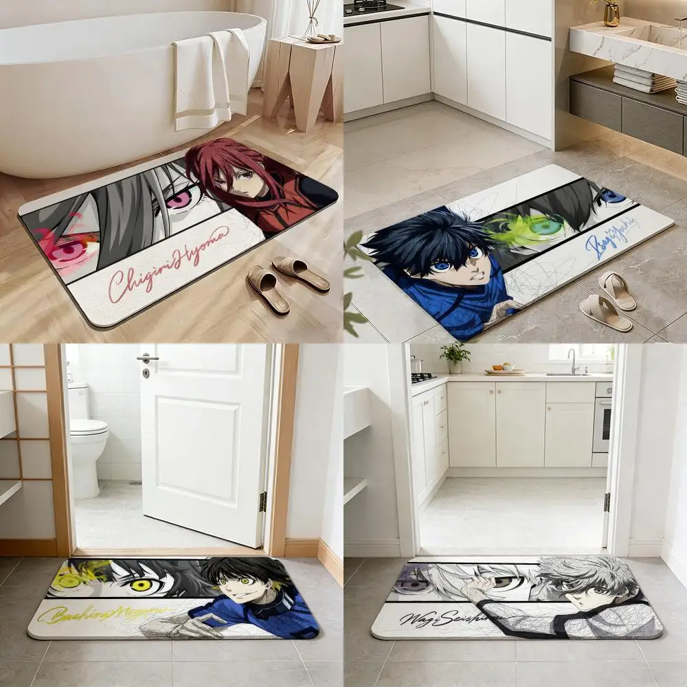 Cartoon B-Blue L-Lock Bodenmatte Rutschfeste Schnelltrocknende Kieselgur-Badematte, Saugfähige Fußmatte