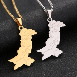 Pakistan Map With City Pendant Necklace Stainless Steel For Women Men Gold Silver Color Charm Fashion Pakistani Maps Jewelry