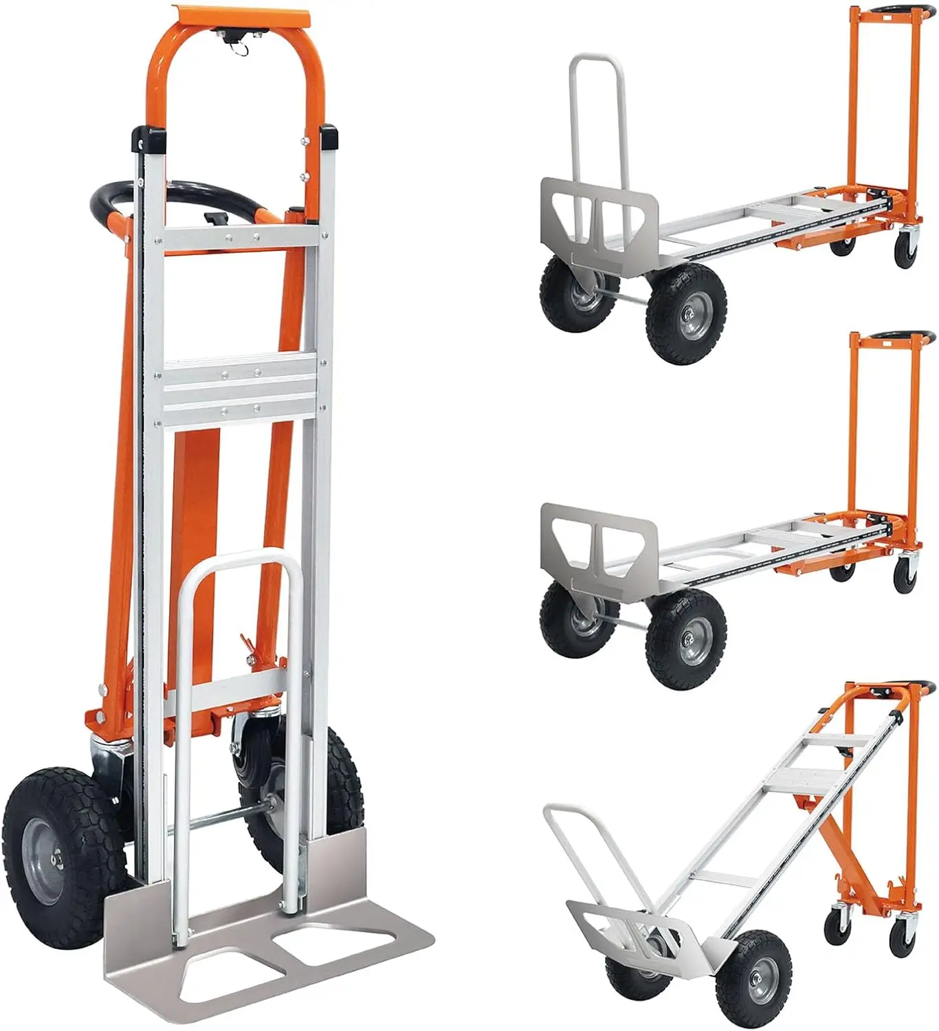 

Heavy Duty Hand Truck Dolly, 4-in-1 Convertible, 1000LBS Capacity, Folding Aluminum Cart with Solid Wheels