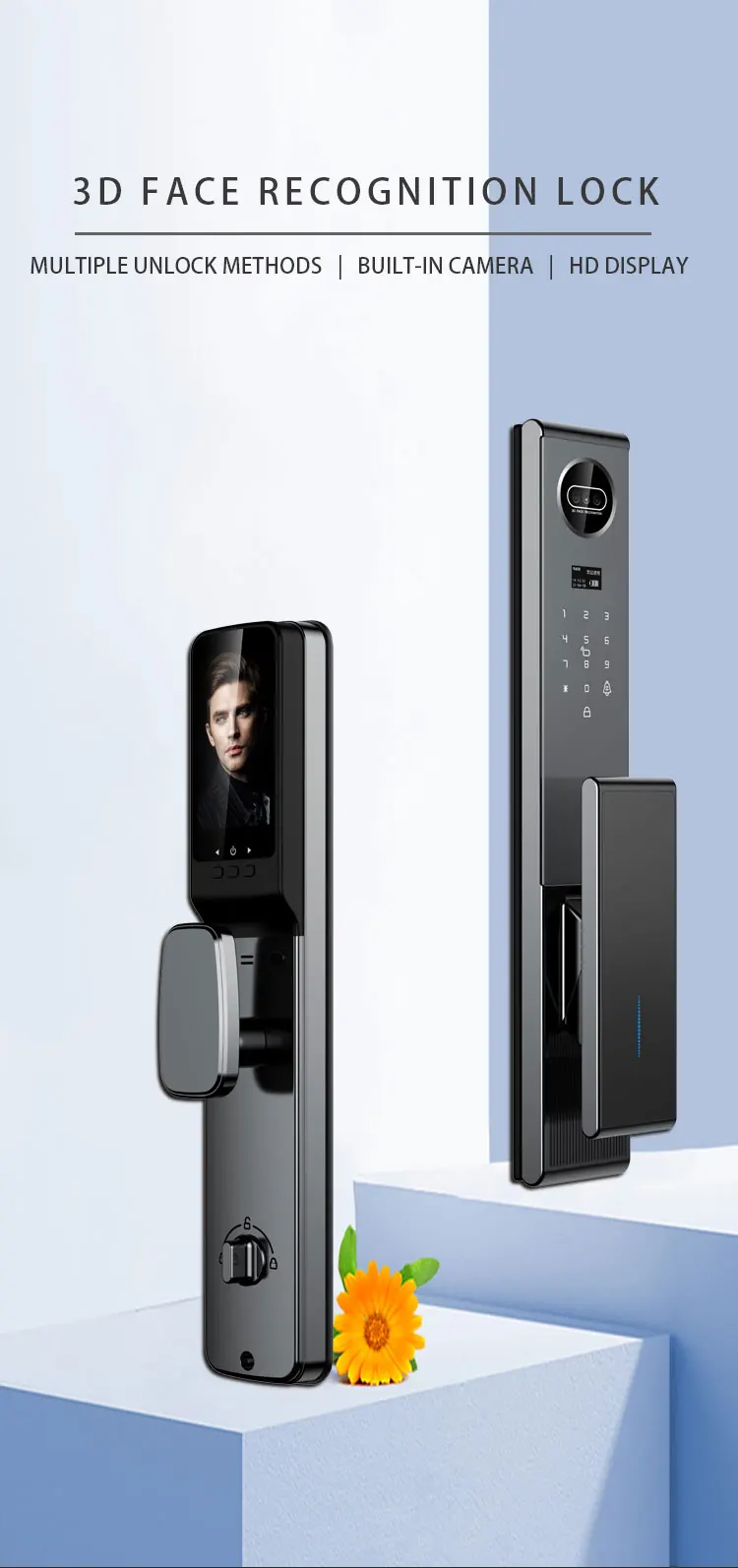 Wooden Door Smart Phone APP Fingerprint Digital Lock Face Recognition Lock With Camera