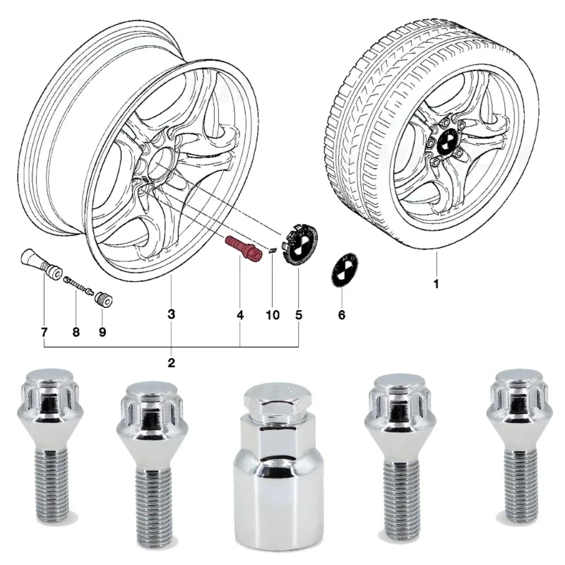 High Strength Wheel Lug & Bolts For Secure Fitment On Various Car Models Quick Tire Maintenance Extended Durability