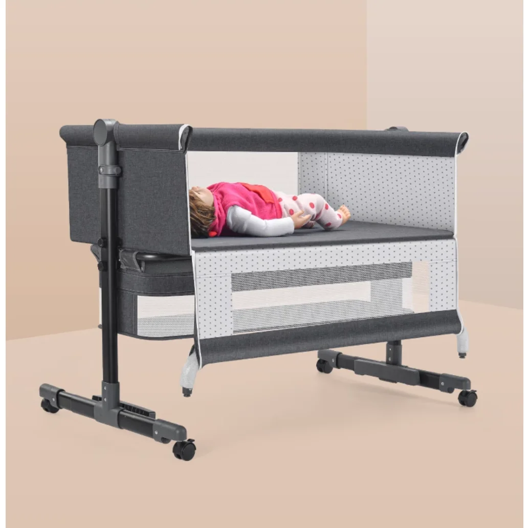 Multi-functional portable folding crib Portable crib European-style adjustable patchwork newborn sleeping basket bed