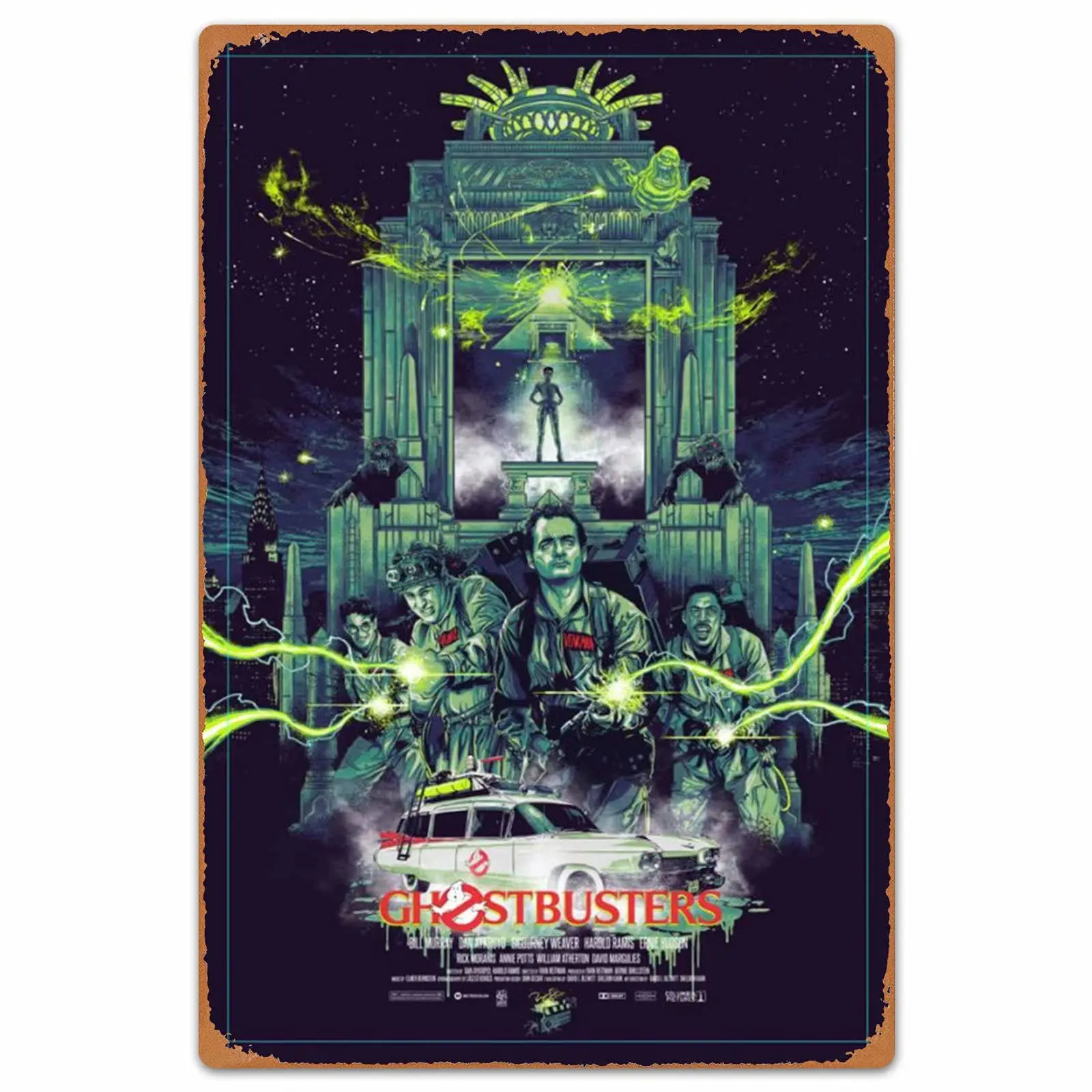 OKMJ Ghostbusters Movie Poster Retro Metal Tin Sign Vintage Aluminum Sign for Cinema Bar Bedroom Room Home Wall Decor Gift 8x12