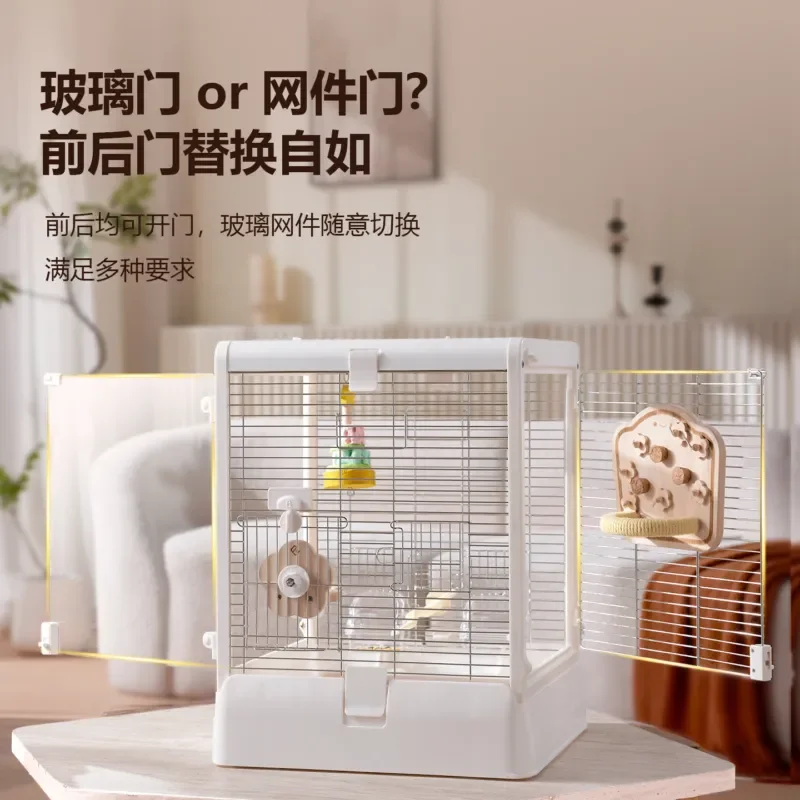 For B5002 Panoramic Stainless Steel Glass Bird Cage Luxury Parrot Cage Tiger Skin Peony Pattern For B4002SS