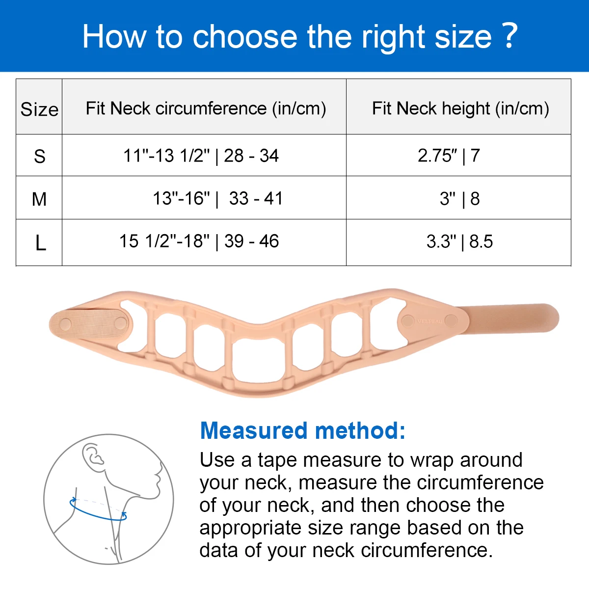 VELPEAU Silicone Neck Brace for Spine Pressure, Cervical Stiff and Pain Relif Neck Collar Support Breathable and Waterproof