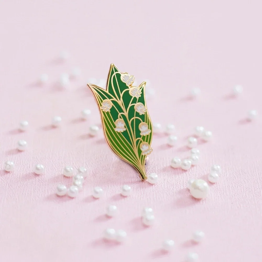 Lilies of The Valley Enamel Pin Flower Lover Gifts Floral Metal Badge Brooch for Jewelry Accessory  Women Girls